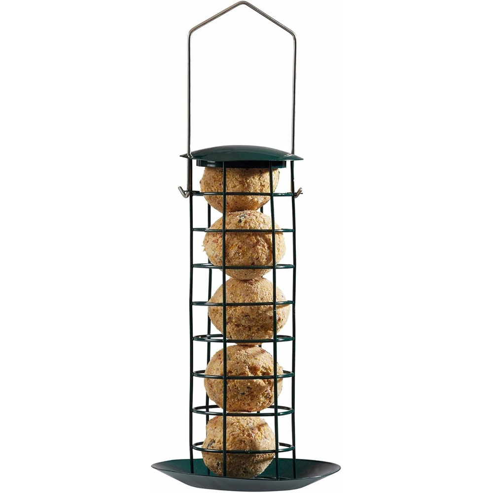 Happy Beaks Supa Premium Steel Suet Fat Ball Hanging Bird Feeder with Tray Image 3