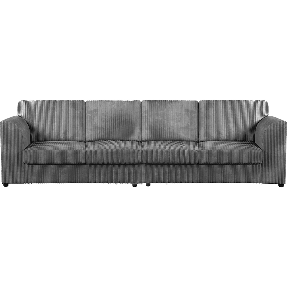 Luxor 4 Seater Grey Jumbo Cord Full Back Sofa Image 2
