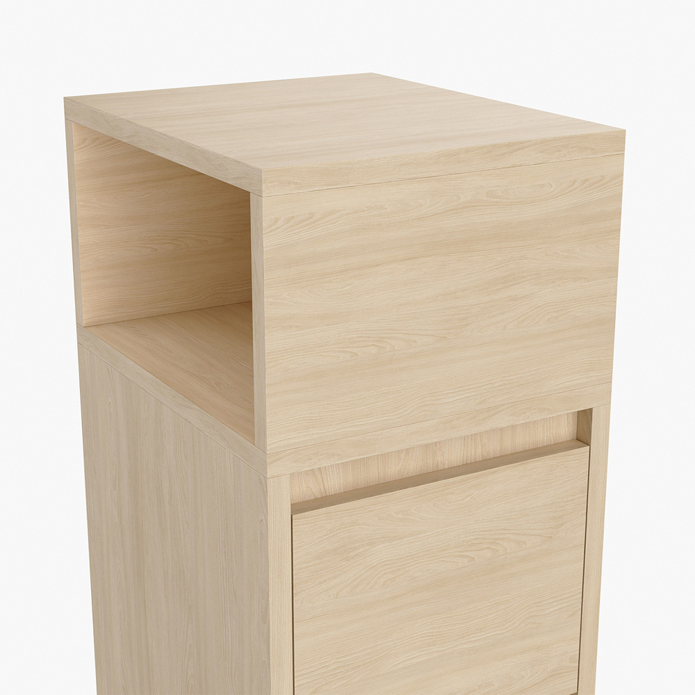 Living and Home 2 Drawer Single Shelf Wood Colour Minimalist Bedside Table Image 4