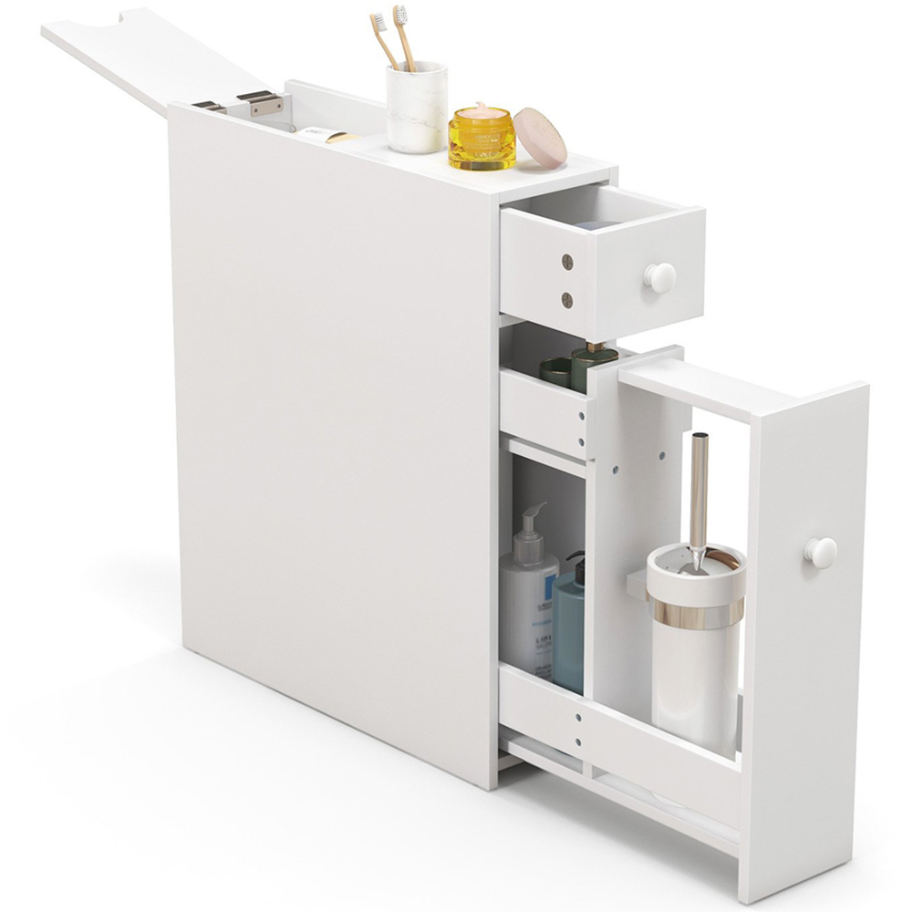 Costway 2 Drawer White Flip Open Top Slim Storage Cabinet Image 3
