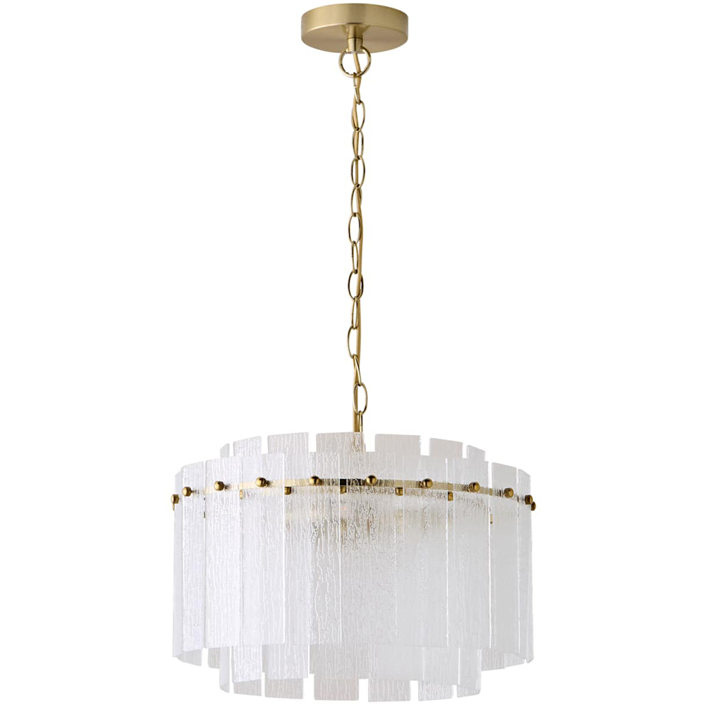 ValueLights Darcy Frosted Textured Shade Brushed Gold Chandelier with Bulb Image 1