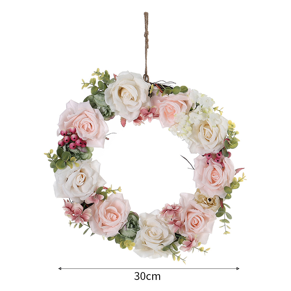 Living and Home Multicolour Vintage Artificial Rose Wreath 30cm Image 8