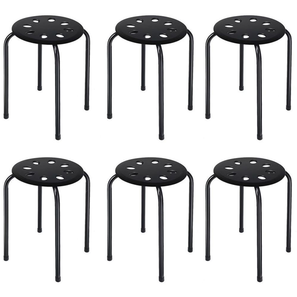Costway Set of 6 Black Stackable Dining Chairs Image 4