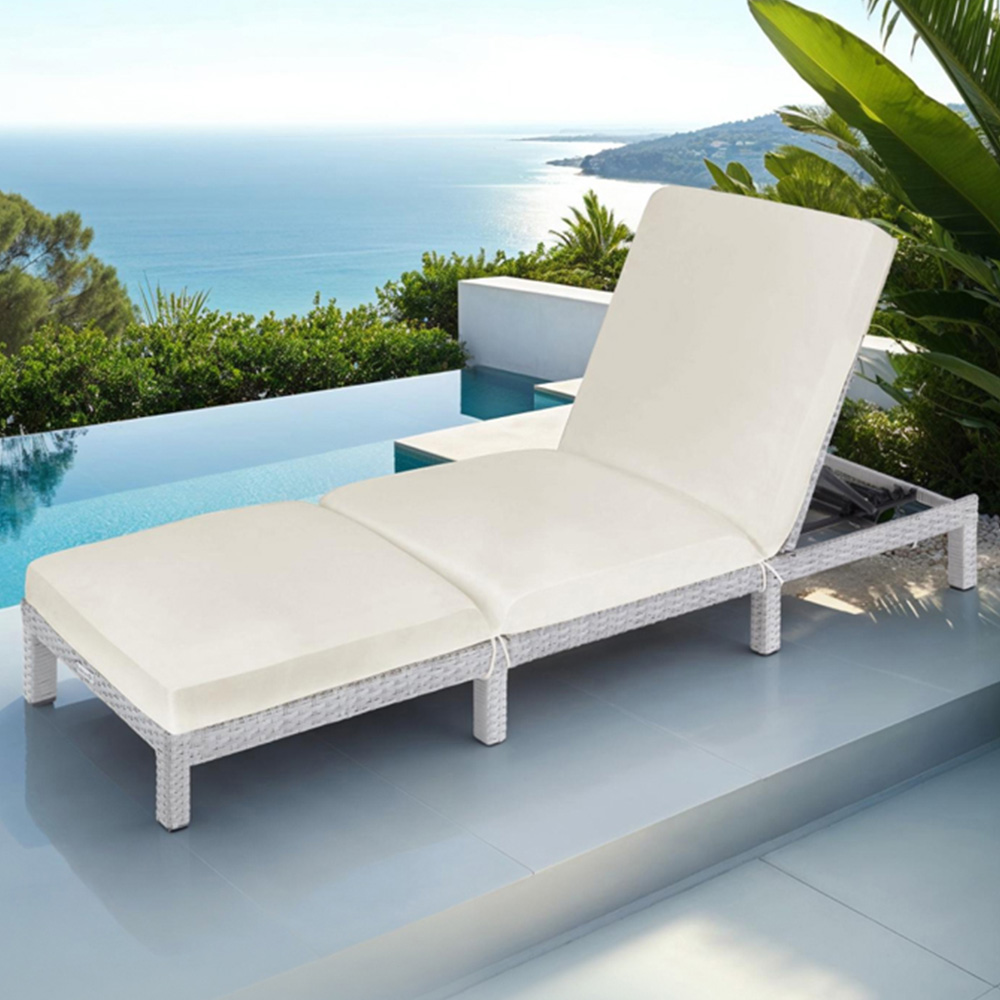 tectake Sofia Light Grey 6 Level Adjustable Backrest Sun Lounger Image 1
