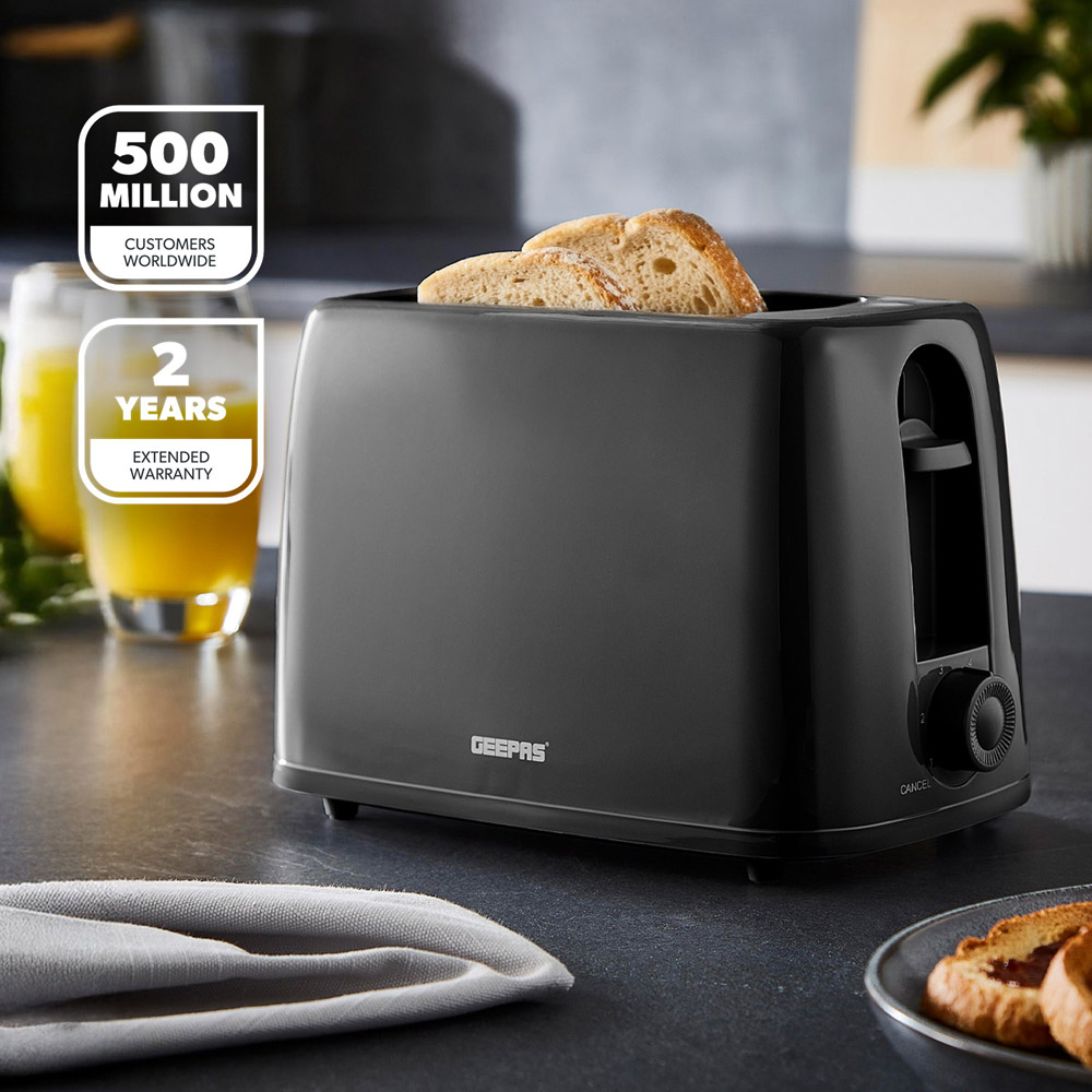 Geepas GBT36550UK-BK Black 2 Slice Toaster 650W Image 2