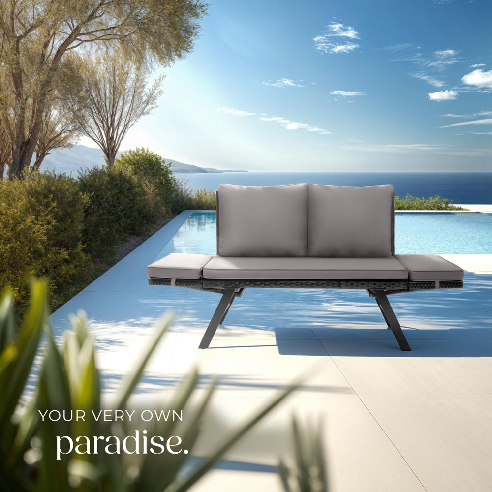 tectake Sintra 2 Seater Light Grey and Black Garden Sofa Image 8