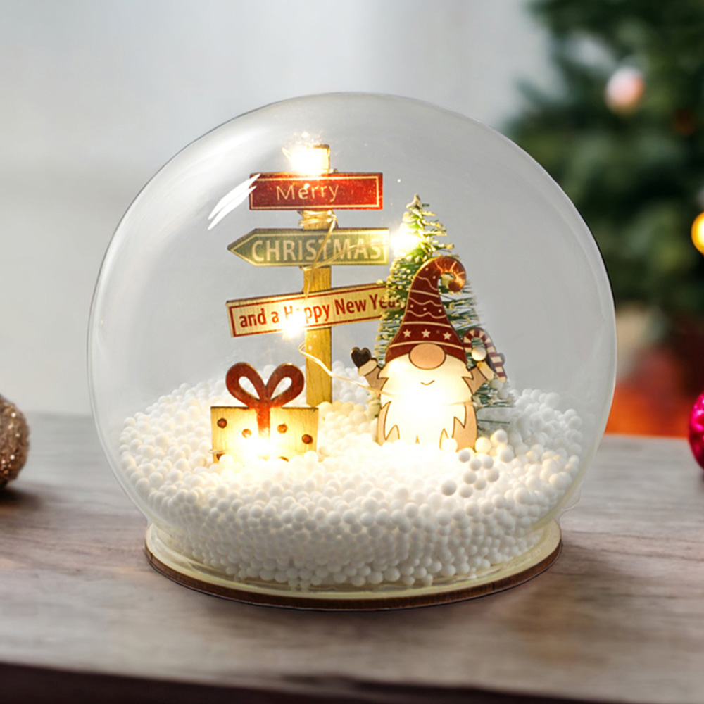 Xmas Haus White Festive Light Up Snow Globe with Gonk Village Image 3