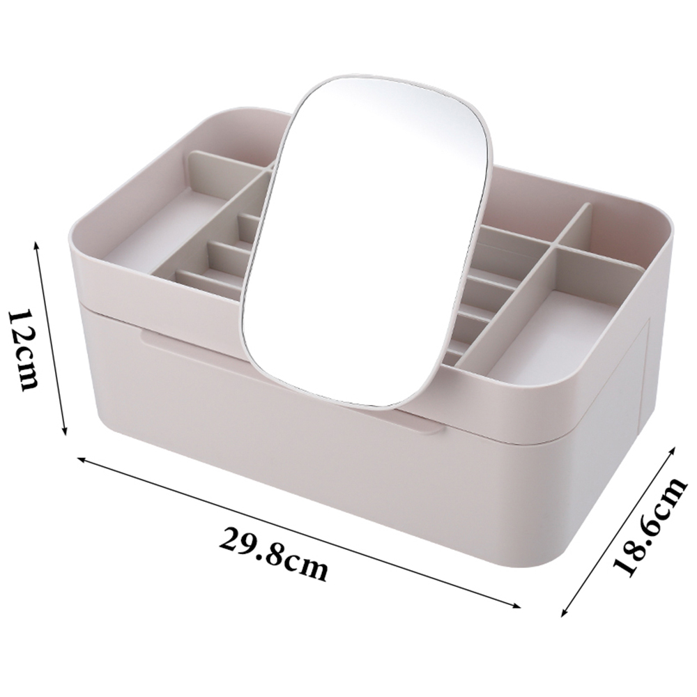 Living and Home White Makeup Cosmetic Organiser with Mirror Image 7