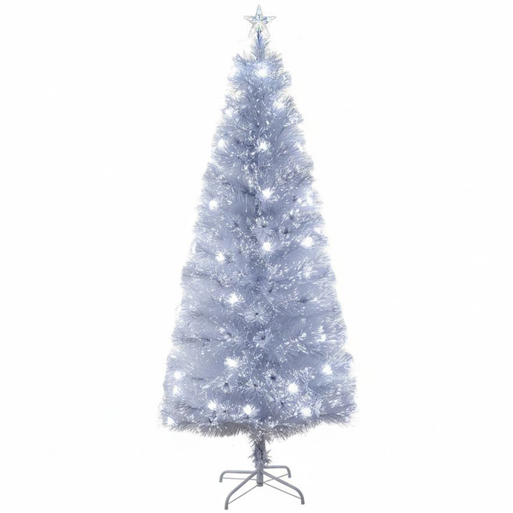 The Christmas Centre 66 Cool White LED White Fibre Optic Artificial Xmas Tree 7ft Image 1