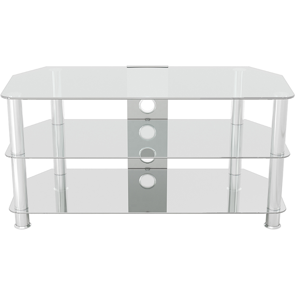 AVF Classic 3 Shelf Clear and Chrome Corner TV Stand Image 3