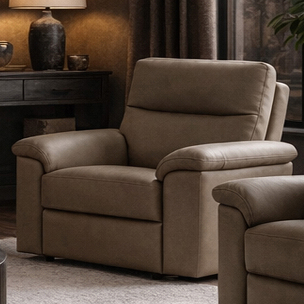 Aspire Marlowe Mushroom Leather Power Recliner Armchair with USB Charging Image 1