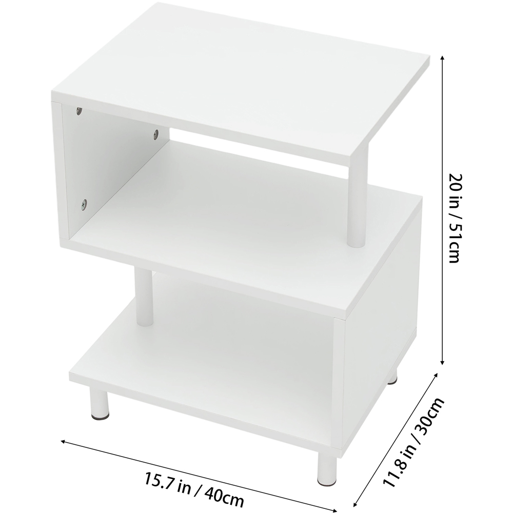 Living and Home 2 Shelf White S-Shaped Side Table Image 9
