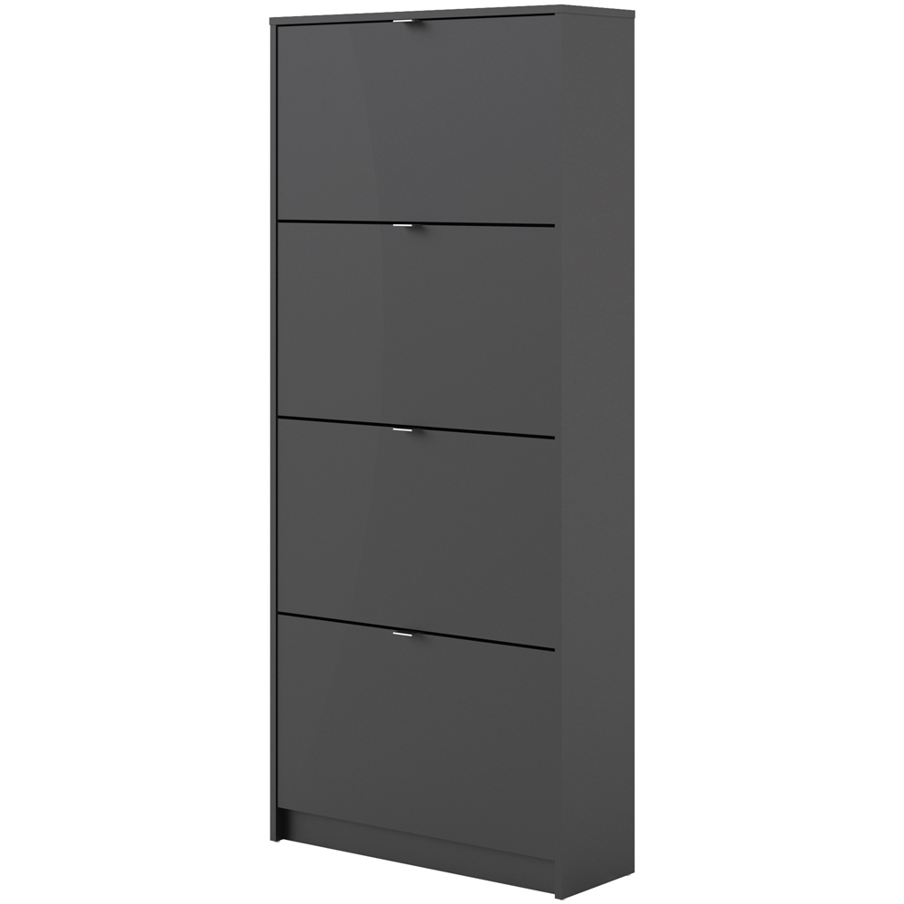 Florence Shoes 4 Flip Door Double Layer Matt Black Shoe Storage Cabinet Image 4