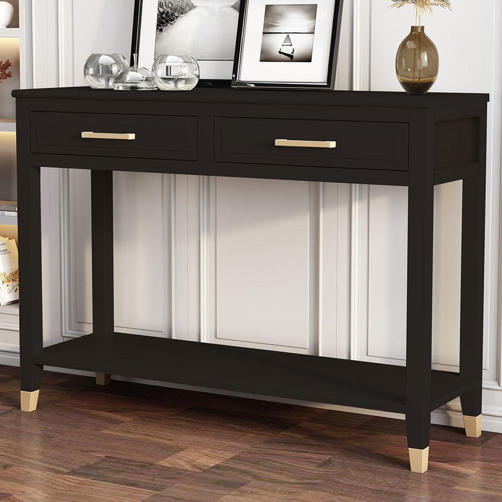 Palazzi 2 Drawers Black Console Table Image 1