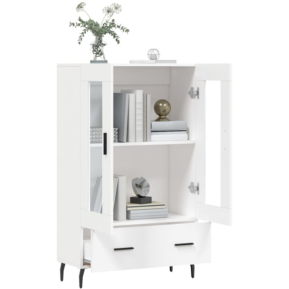 vidaXL 2 Glass Door Single Drawer White Highboard Image 4