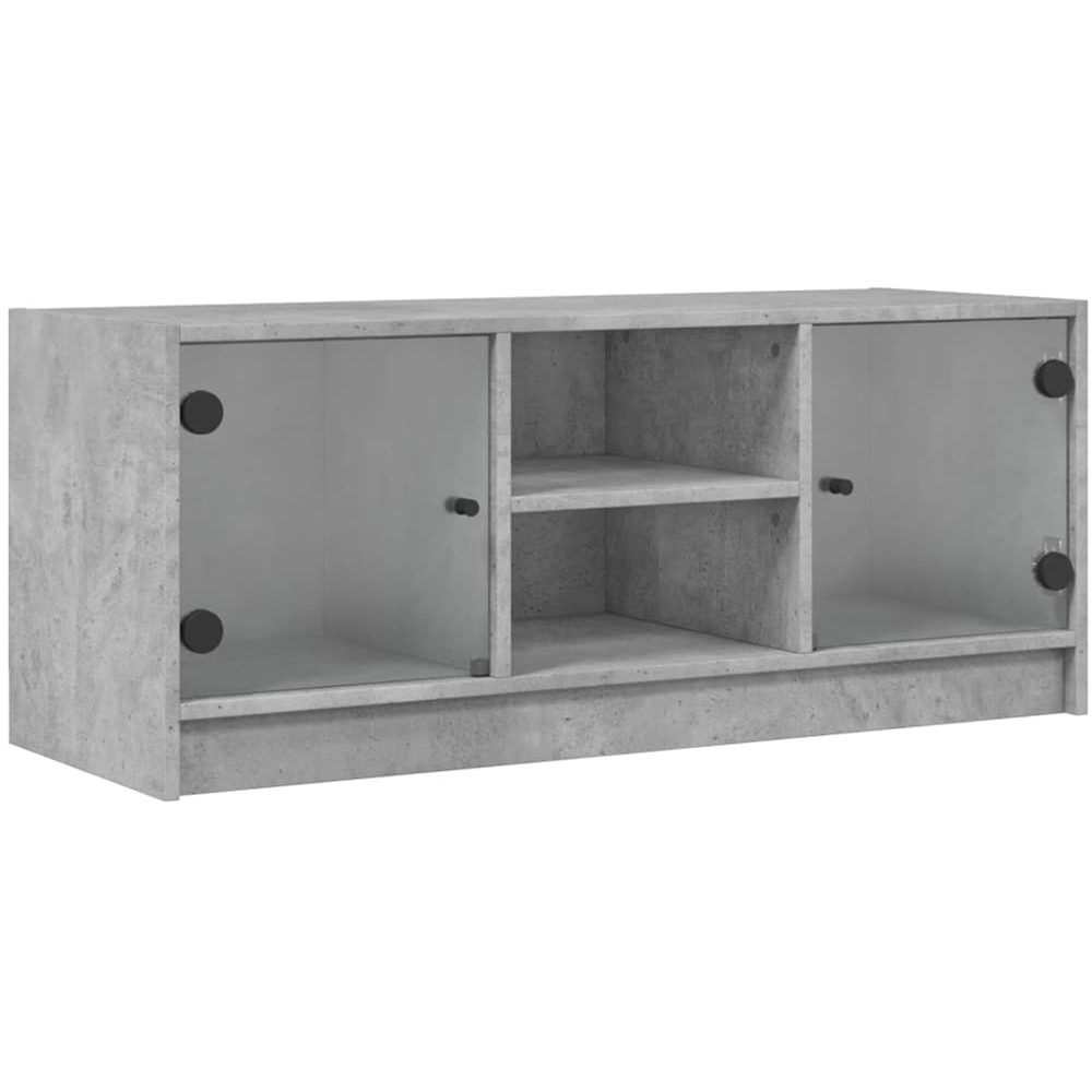 vidaXL 2 Glass Door 2 Shelf Concrete Grey TV Cabinet Image 2