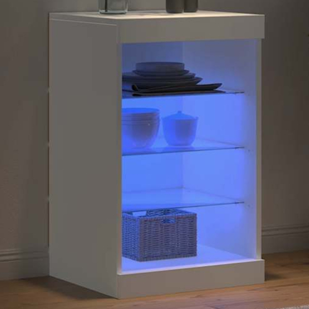 vidaXL 4 Shelf White LED Sideboard Image 1