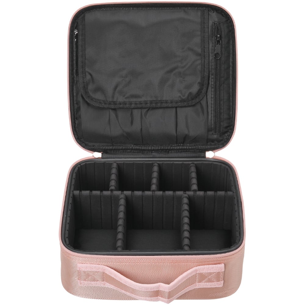 Living and Home Pink Portable Waterproof Travel Makeup Bag with Removable Dividers Image 3