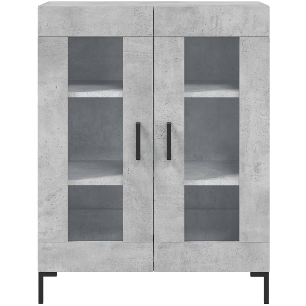 vidaXL 2 Glass Door Concrete Grey Wooden Sideboard Image 5
