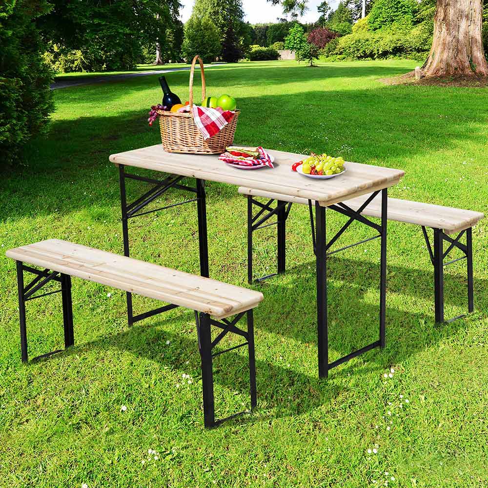 Outsunny Folding Picnic Table and Bench Set Image 2