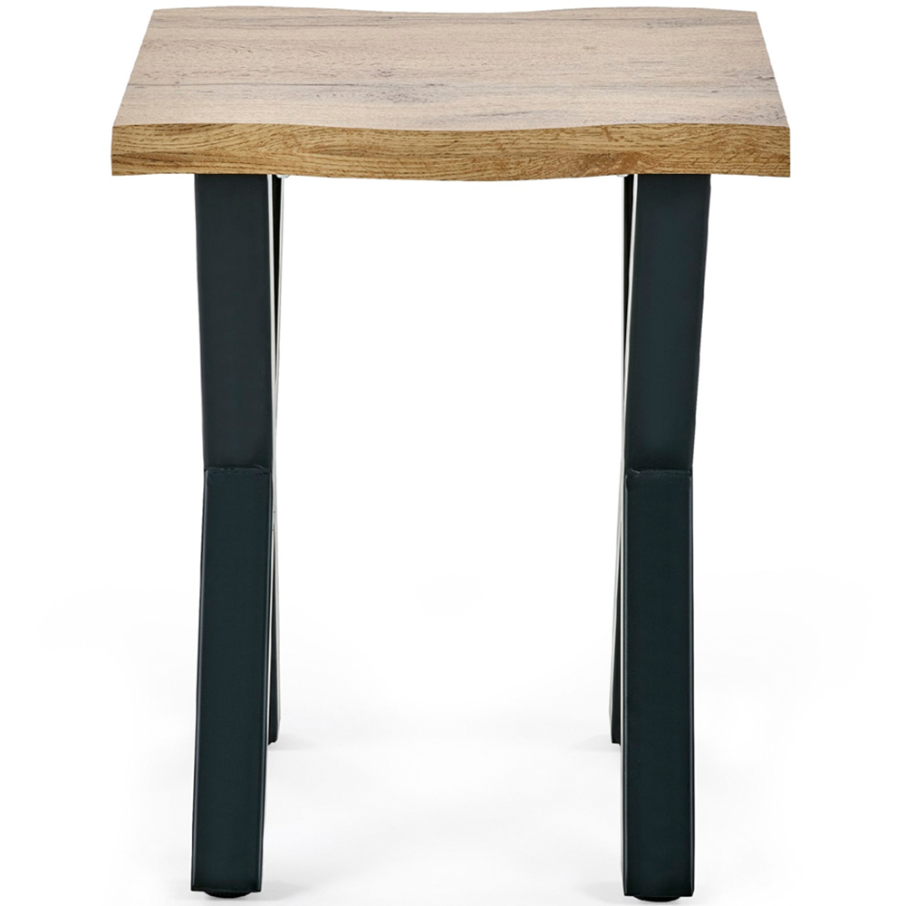Julian Bowen Harvey Oak Effect Matt Black Steel Lamp Table Image 3