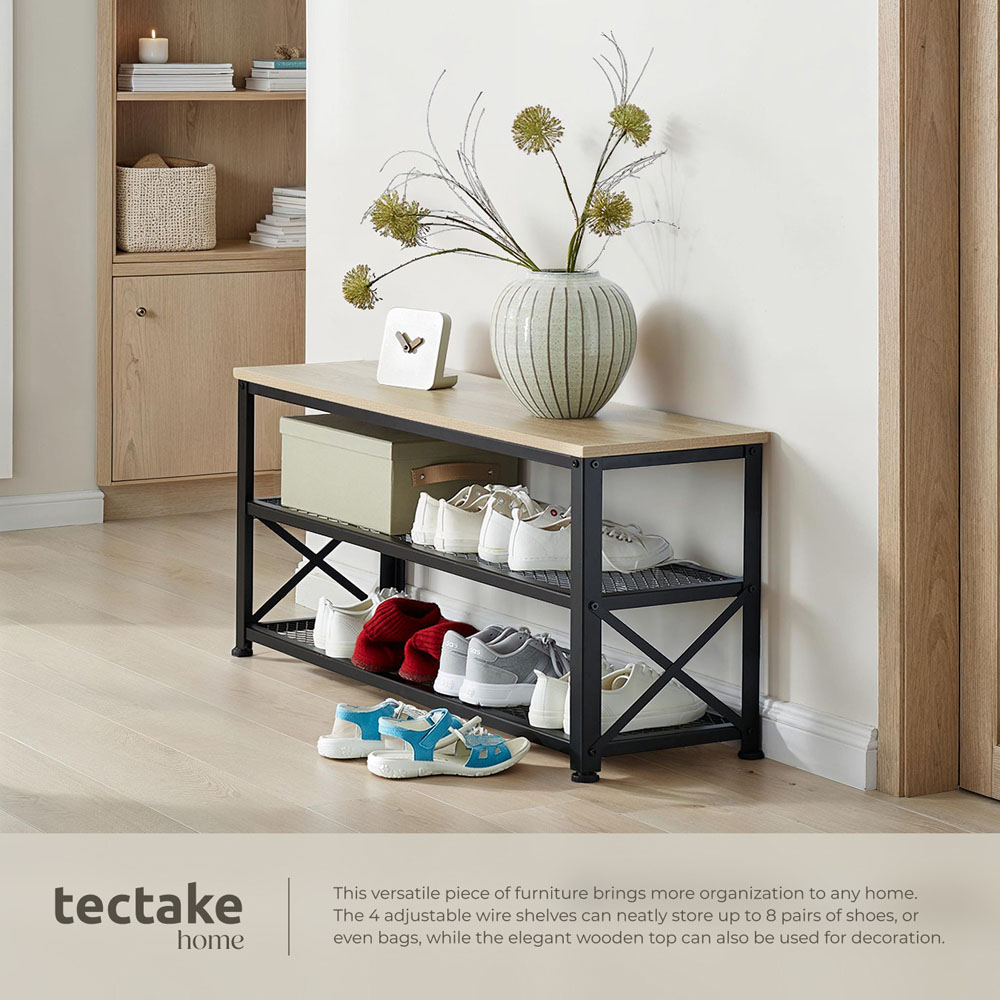 tectake Blackpool 2 Grid Shelf Oak Sonoma Shoe Rack Image 4