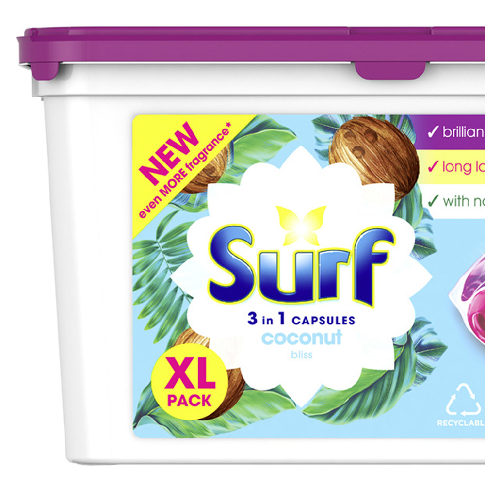 Surf 3 in 1 Coconut Bliss Laundry Washing Capsules 45 Washes Image 3