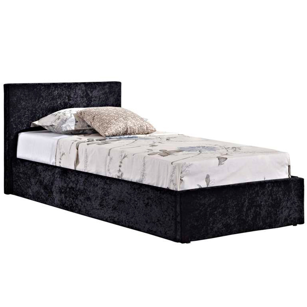 Berlin Single Black Crushed Velvet Ottoman Bed Image 2