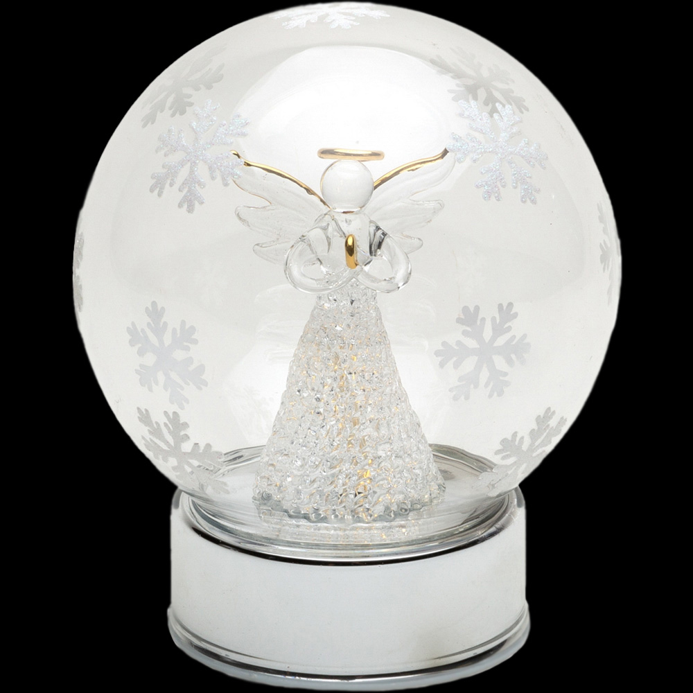 The Christmas Gift Co Silver Angel LED Glass Ball Decoration Ornament Image 1
