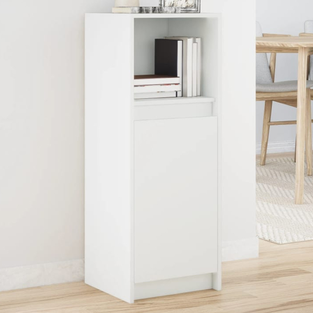 vidaXL Single Door Single Shelf White LED Sideboard Image 1