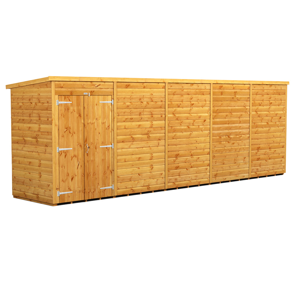 Power Sheds 20 x 4ft Double Door Pent Wooden Shed Image 1