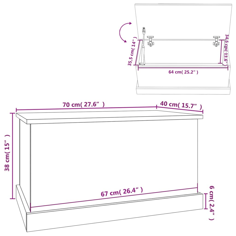 vidaXL Smoked Oak Storage Box Image 9