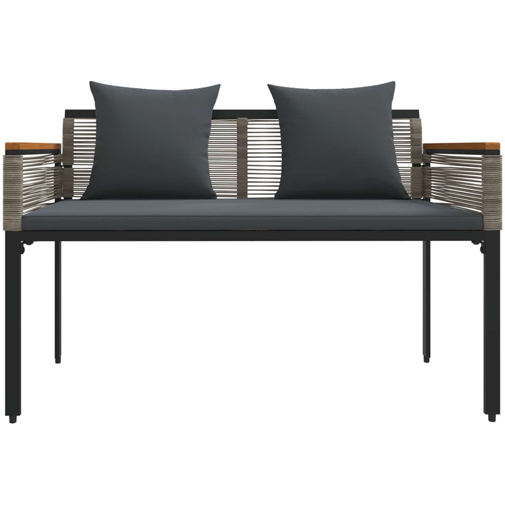 vidaXL Grey Poly Rattan Garden Bench with Cushion 117 x 54 x 74.5cm Image 4