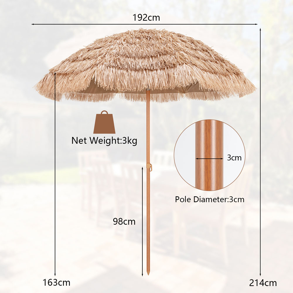 Costway Thatched Tiki Patio Umbrella 192cm Image 9