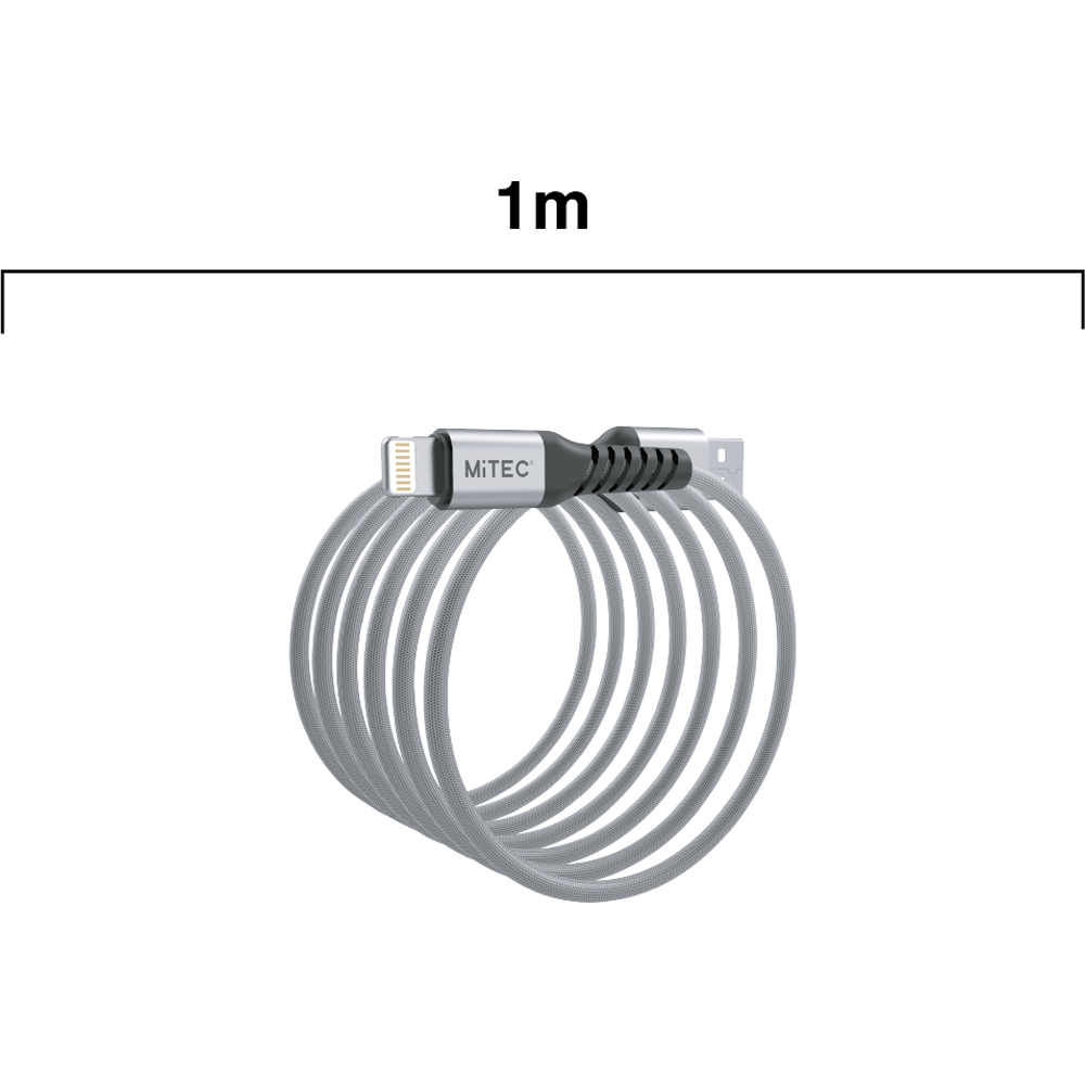 MiTEC MiPOWER Silver Lightning to USB-A Cable 1m Image 3