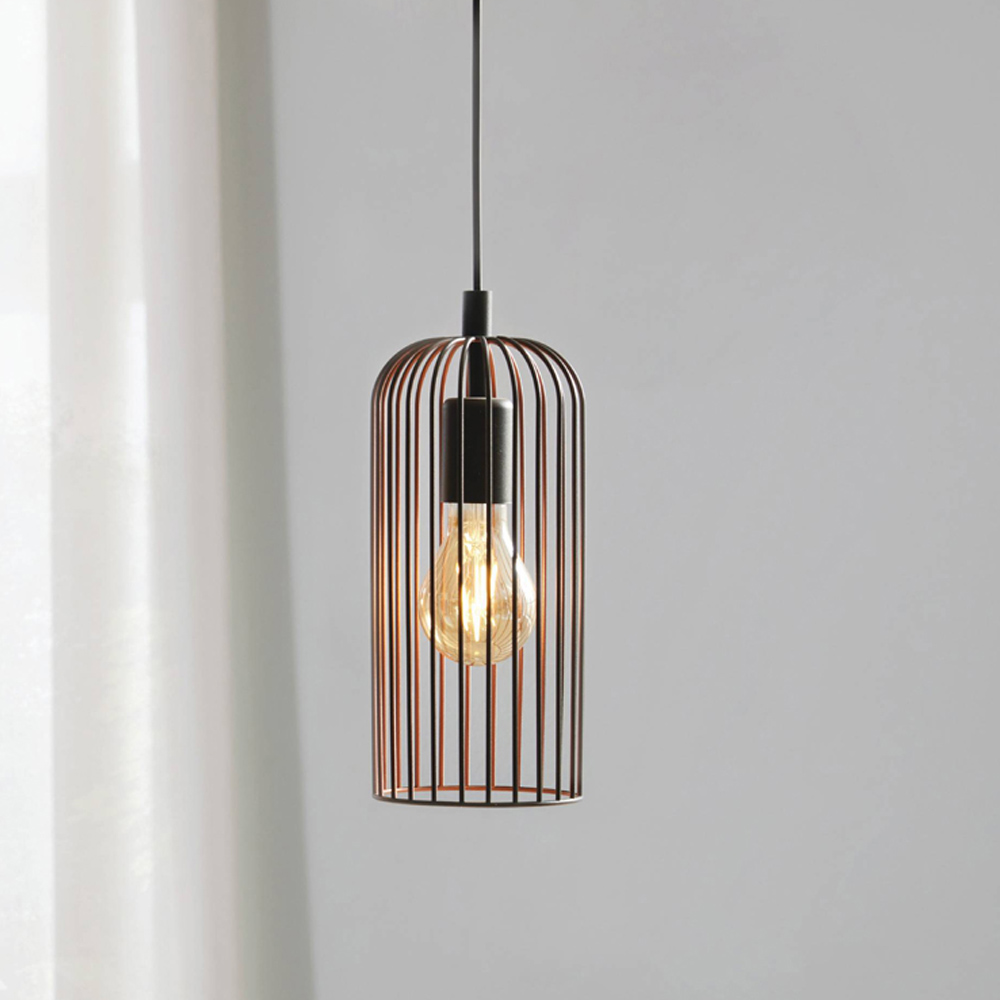 EGLO Roccamena Black and Copper Pendant Light Image 2