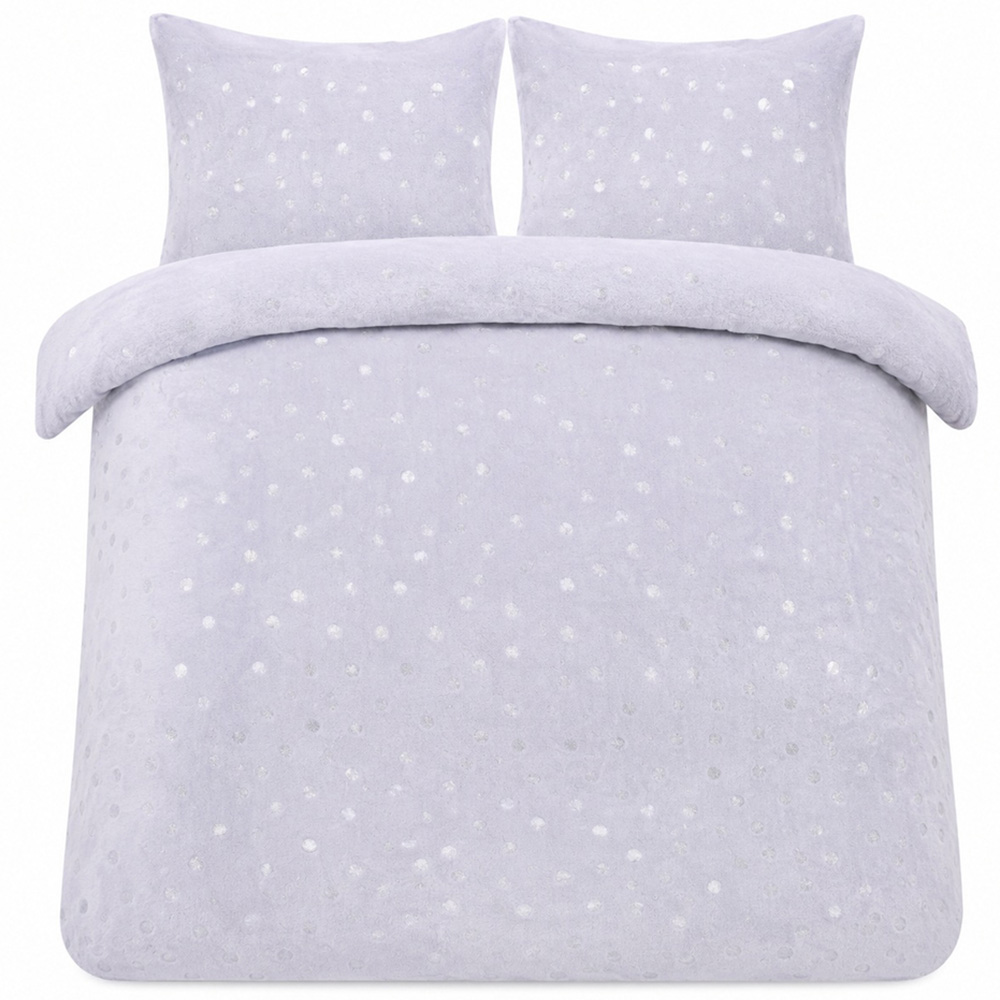 Smart Living Double Grey Fleece Foil Polka Dot Duvet Set Image 2