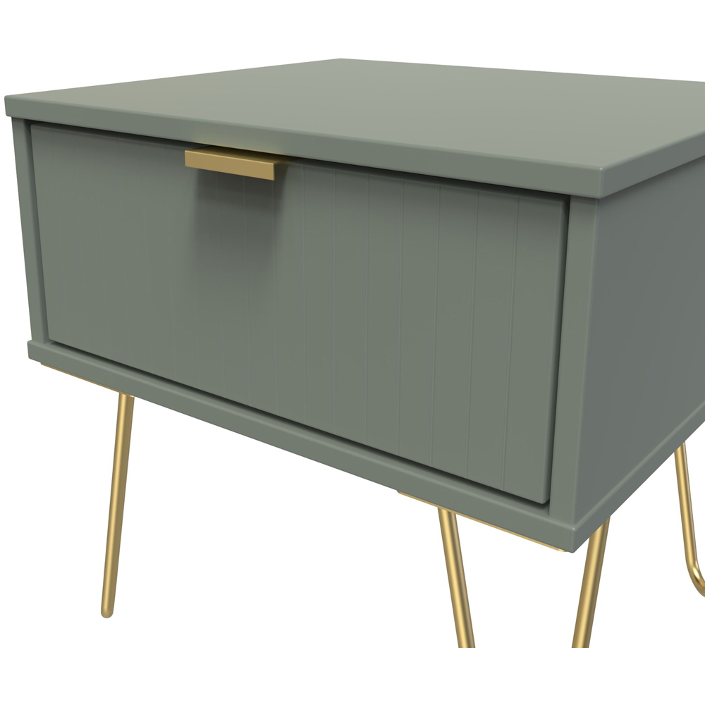 Crowndale Single Drawer Reed Green Bedside Table Ready Assembled Image 5