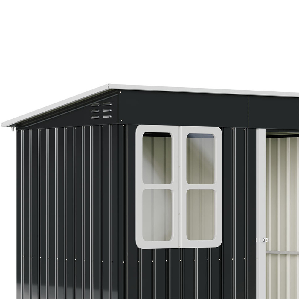 Living and Home 7 x 4ft Black Galvanised Metal Storage Shed with Window Image 6