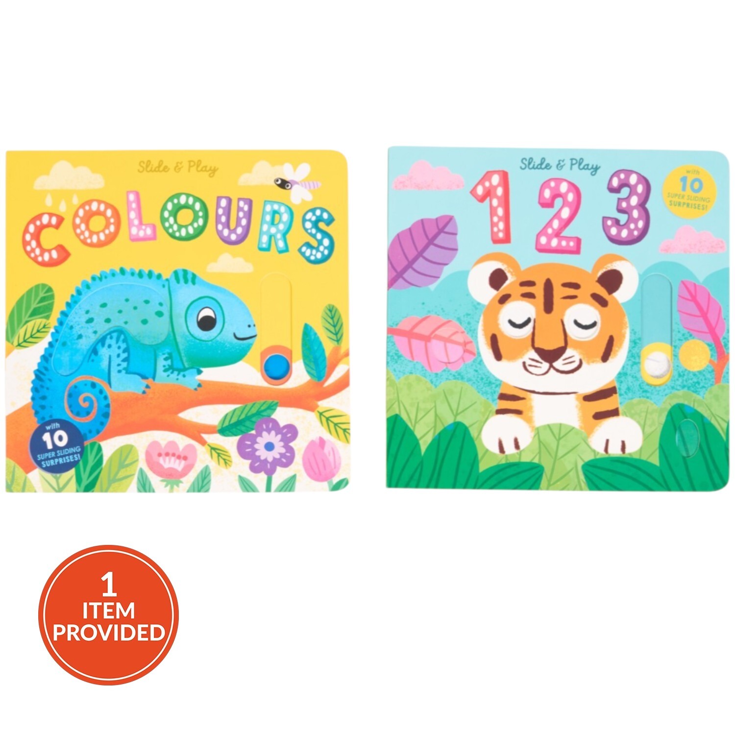 Slide and Play Colours or 123 Reading Book Image 1