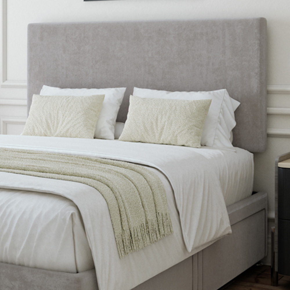 Bedmaster Small Double Seal Grey Naples Linen 4 Drawer Divan Base with Valencia Headboard Image 2