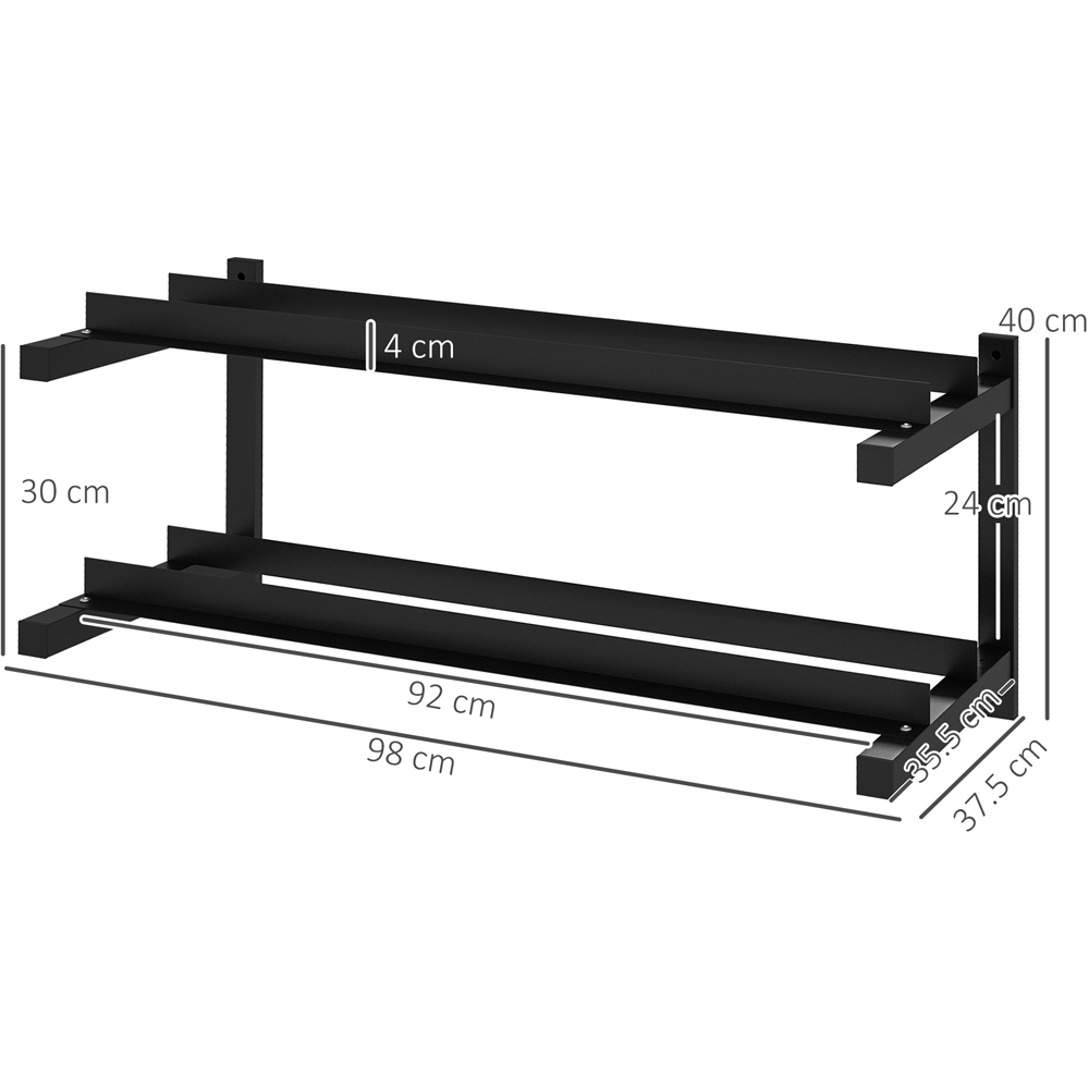 SPORTNOW 2 Tier Black Steel Wall Mounted Dumbbell Rack Image 9
