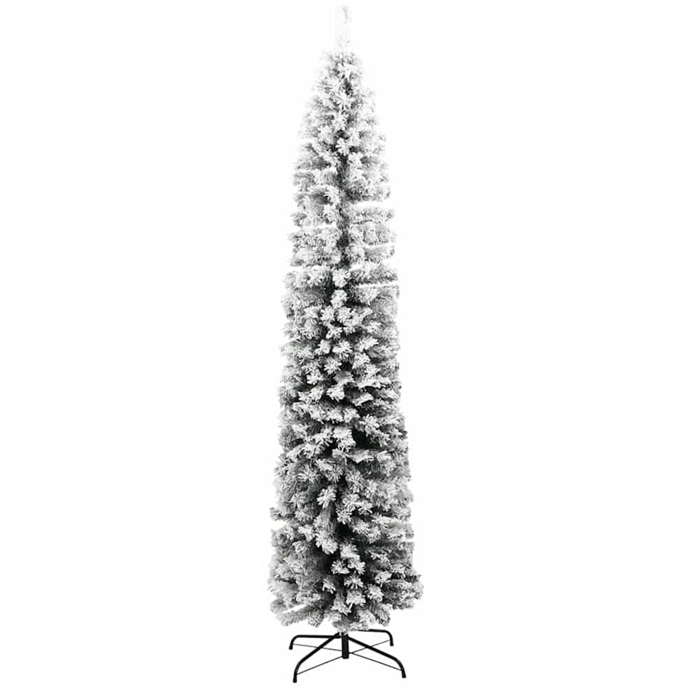 vidaXL Green Snow Flocked Artificial Christmas Tree with LEDs Lilac Decoration Ornaments 6ft Image 5