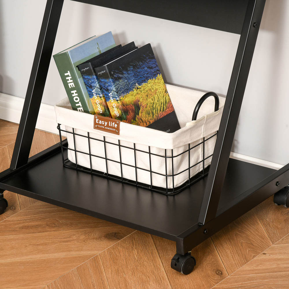 Portland Single Shelf Movable Computer Desk with Sliding Keyboard Tray Black Image 4