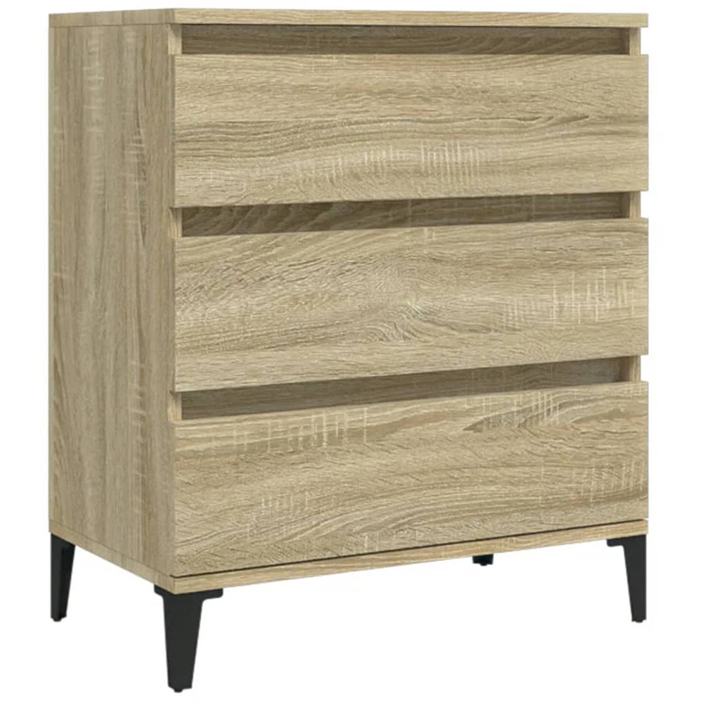 vidaXL 3 Drawer Sonoma Oak Sideboard with Metal Legs Image 2
