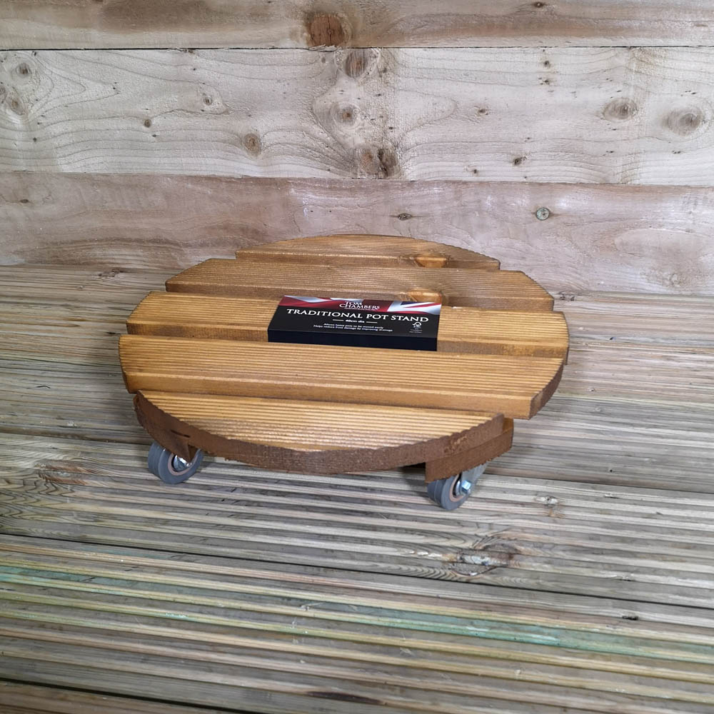 Tom Chambers Handcrafted Heavy Duty Round Traditional Wood Garden Trolley 40cm Image 3