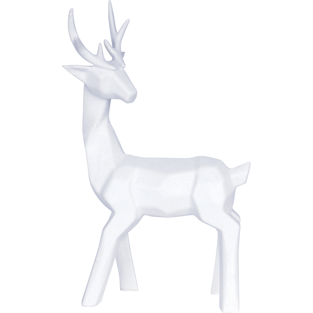 St Helens White Glitter Polyresin Dear Christmas Decoration Image 1