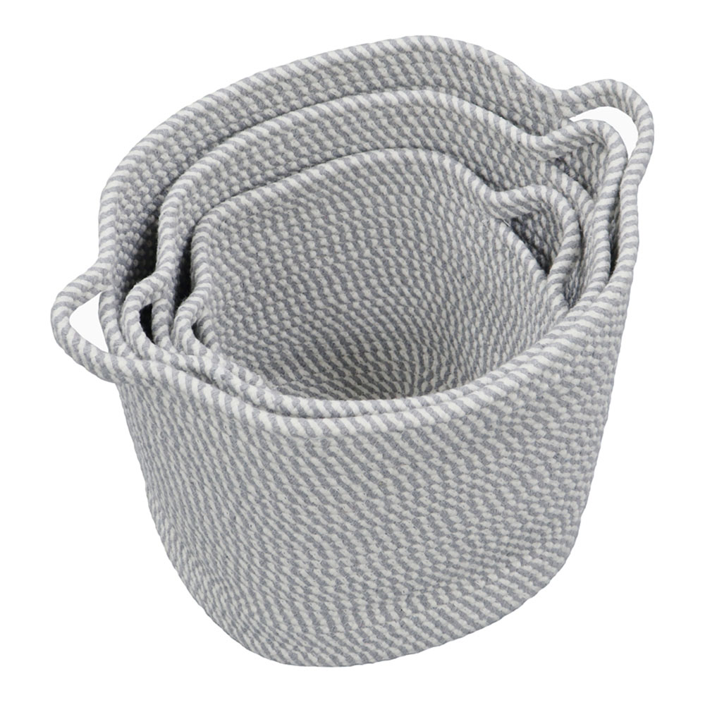 JVL Edison Cotton Rope Storage Basket 3 Pack Image 3
