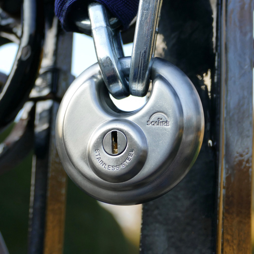 Squire 70mm Disc Stainless Steel Drill Protection Boron Shackle Padlock Image 5