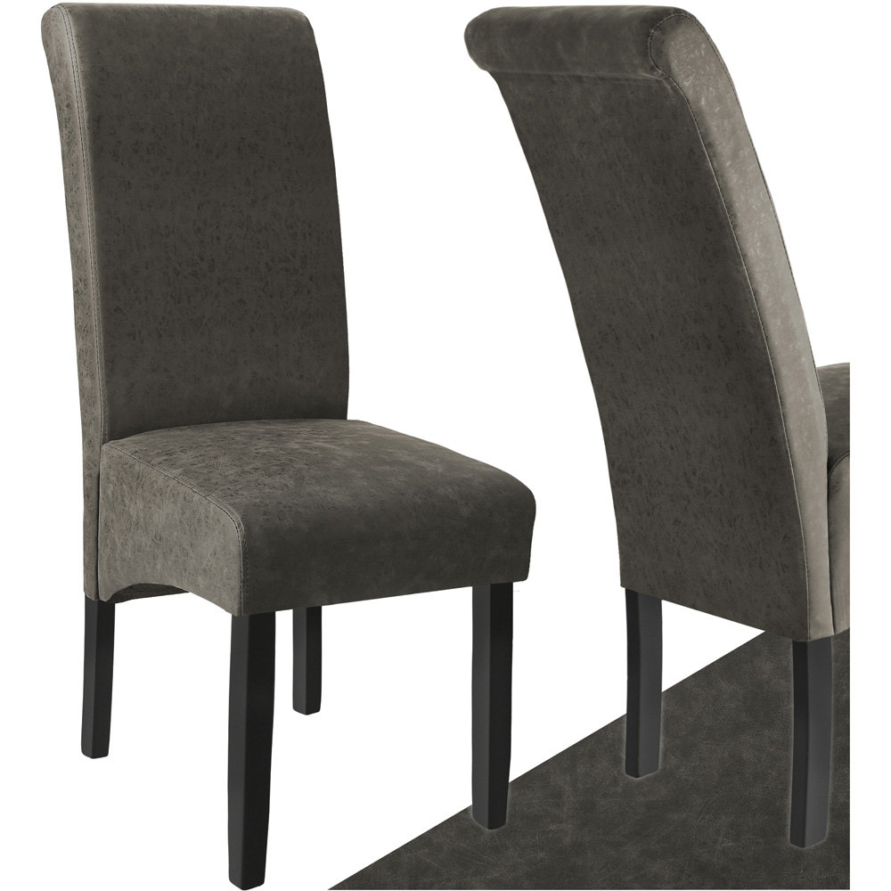 tectake Grey Marble Leather High Backrest Dining Chair Image 2
